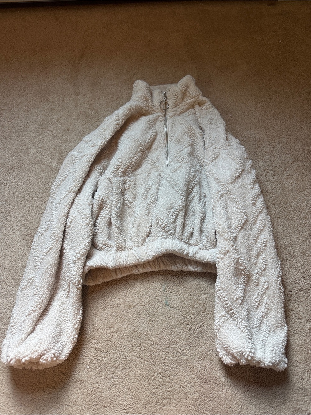 Angel Kiss Cream Plush Half-Zip Sherpa Jacket